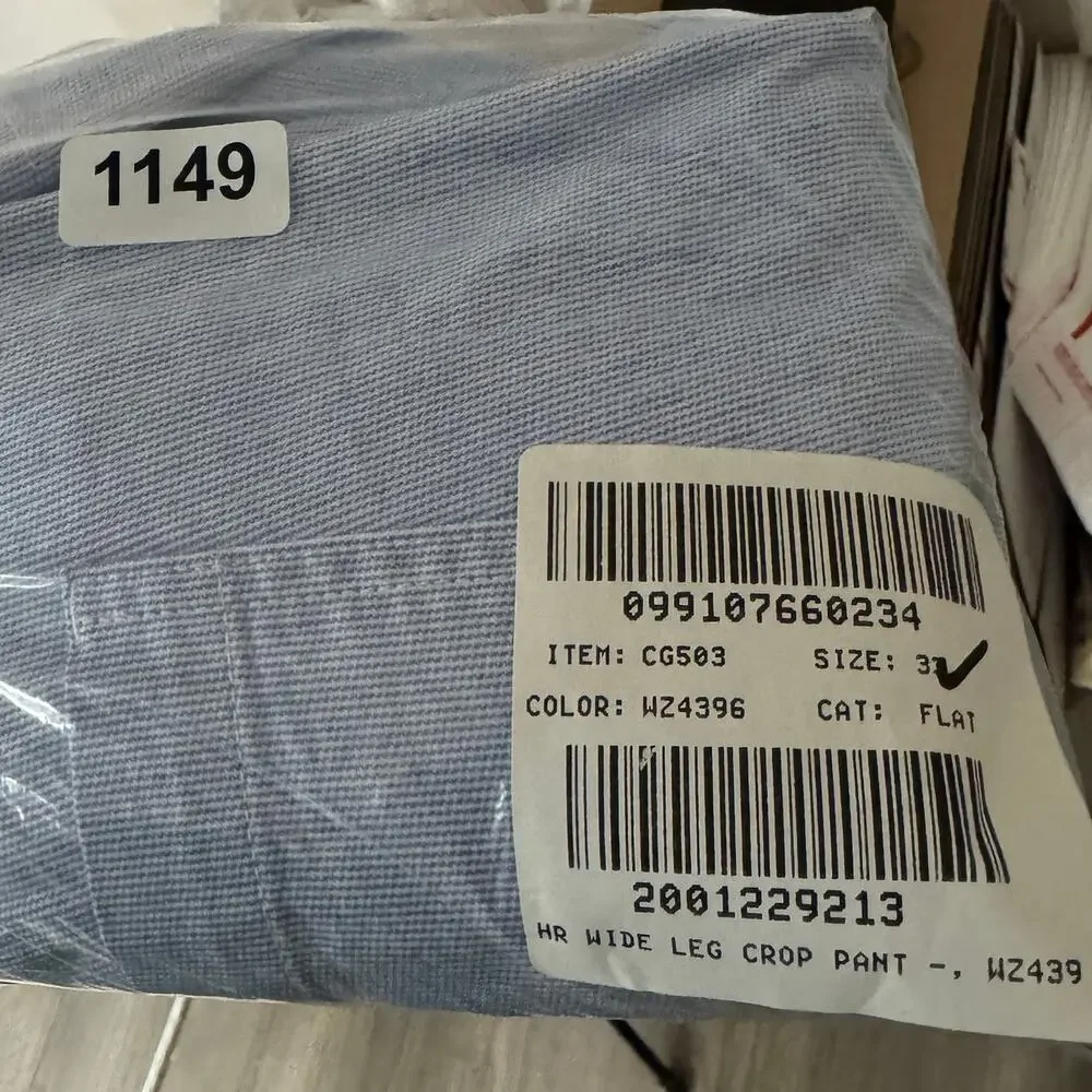 J.Crew Striped High Rise Wide Leg Cropped Pants Sz 33 Blue White Stretch Zip Fly